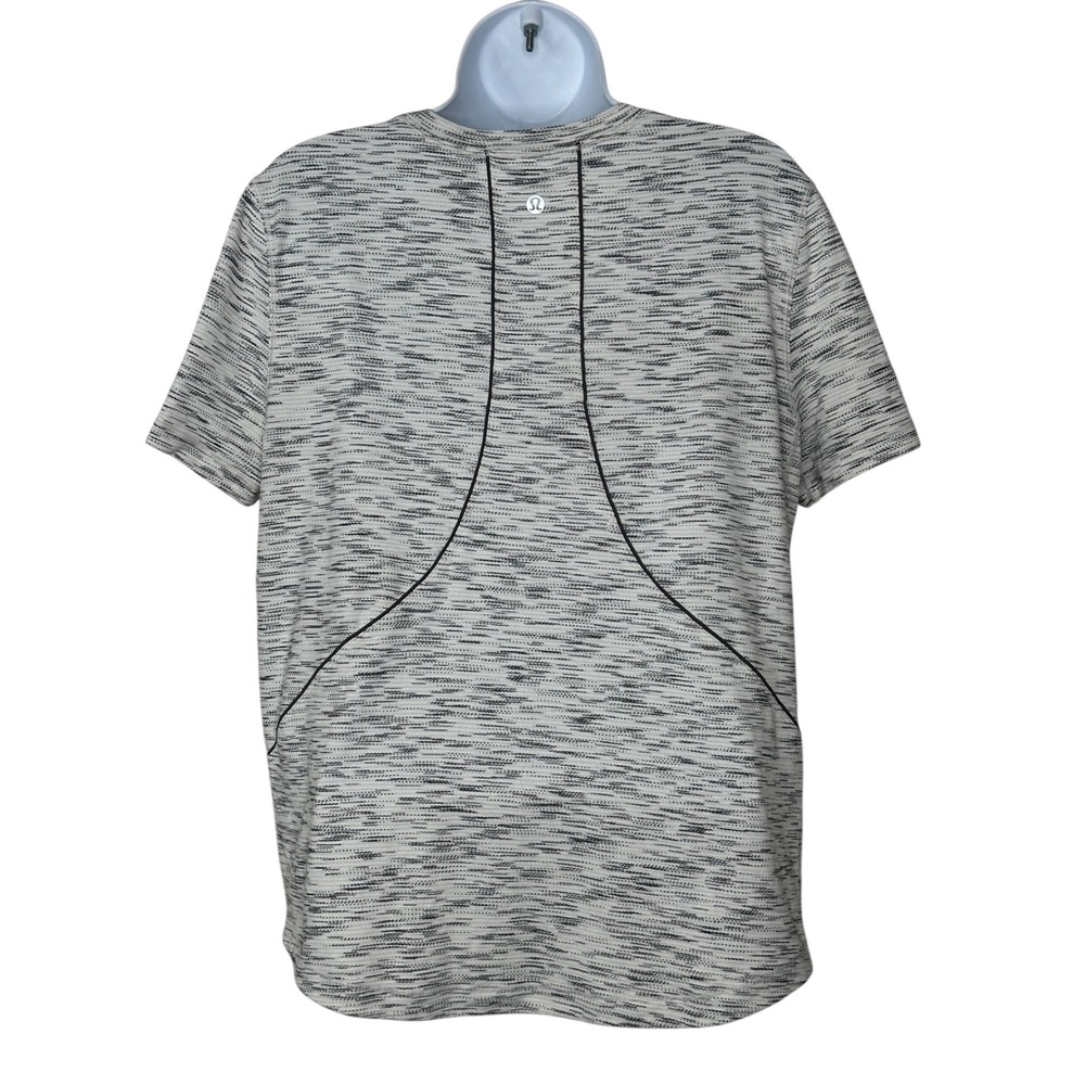 Lululemon S/S Long Distance Top 10 White Black Space Dye Athletic Yoga Shirt - Picture 4 of 7
